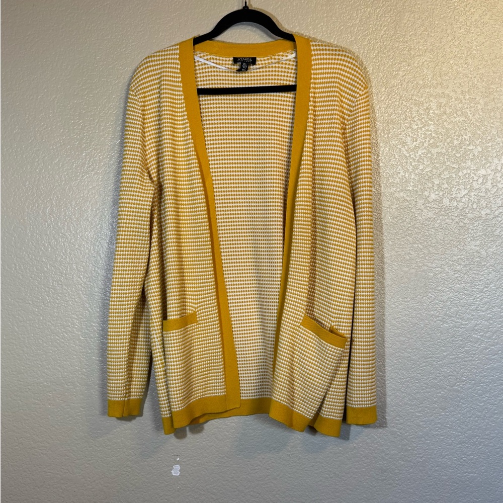 Jones New York Mustard and Cream Cardigan